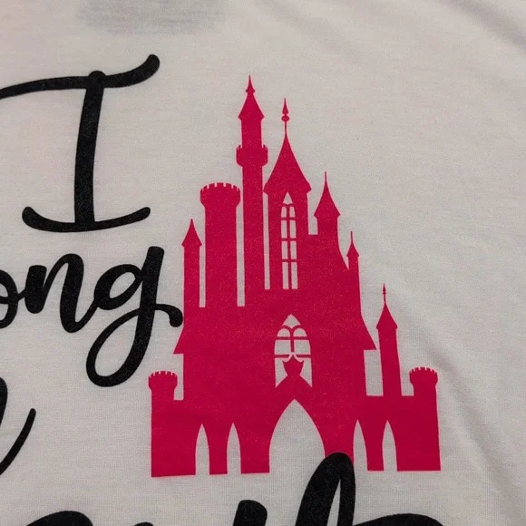 Disney women's tee "I belong in a Castle" Princess Fitted graphic Tee XL 14/16 - Picture 10 of 10